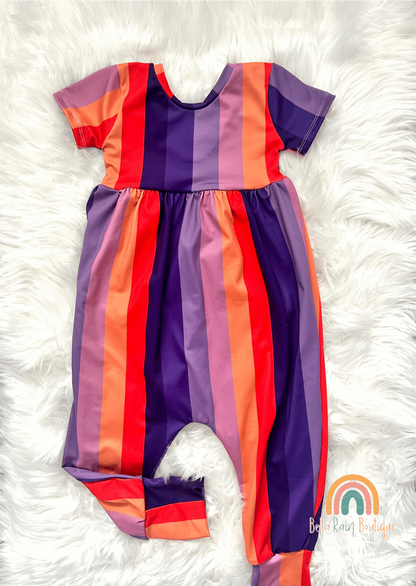 Sunset Pants Romper, pants romper, rompers for kids, stripped kids romper, 