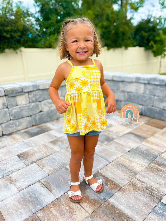 Lemon patchwork cami peplum 🍋