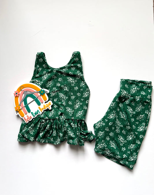 6/7 Floral crop tank & biker shorts