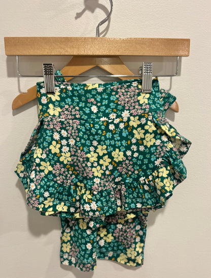 Size 8 Green Floral Summer Ruffle Skort Set