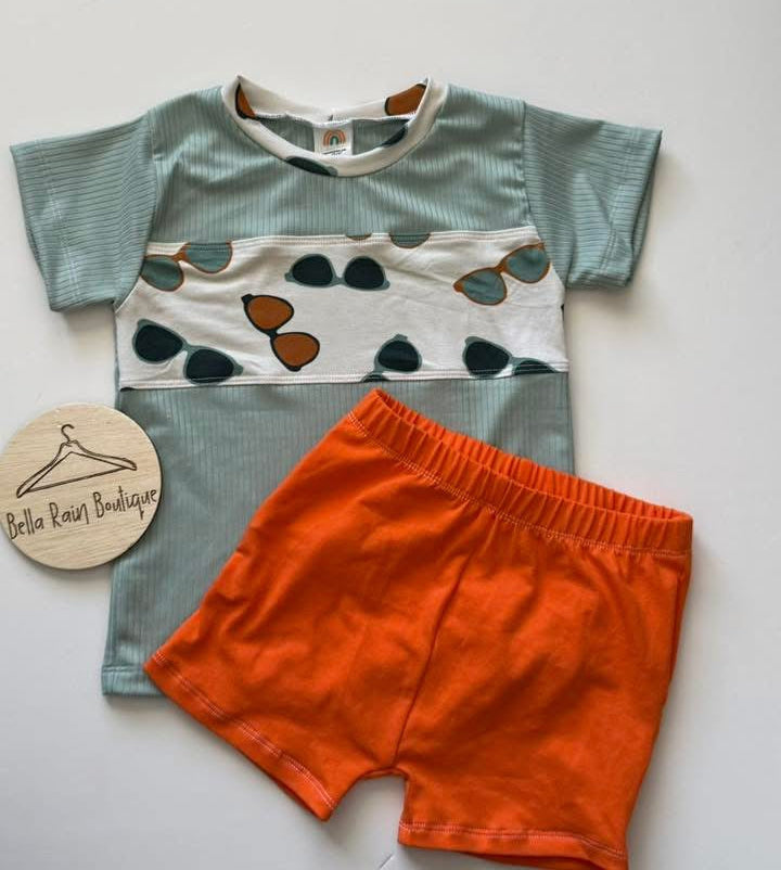 2T Sunglasses Color Block Tee & Shorts