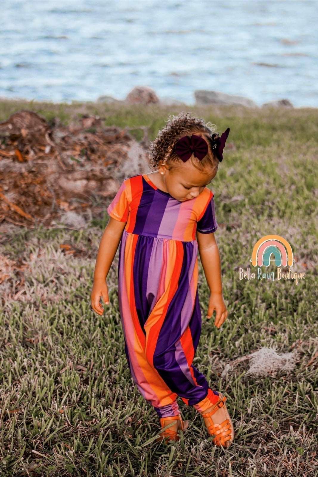 Sunset Pants Romper, pants romper, rompers for kids, stripped kids romper, 