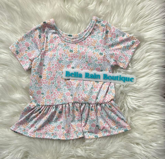 Size 6 Floral peplum- (Slight flaw In the photos)