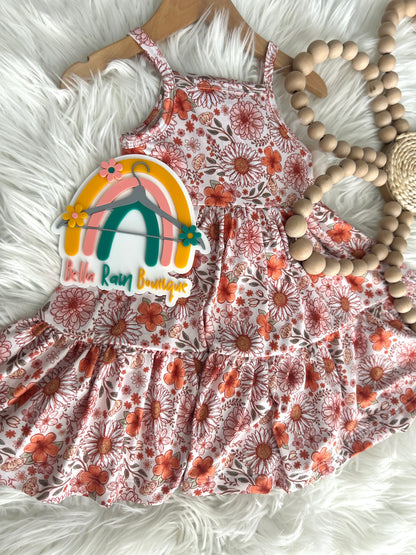 2T Orange Tiered Floral Cami Dress