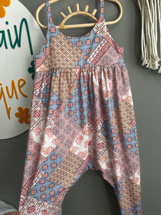 5T patchwork strappy romper
