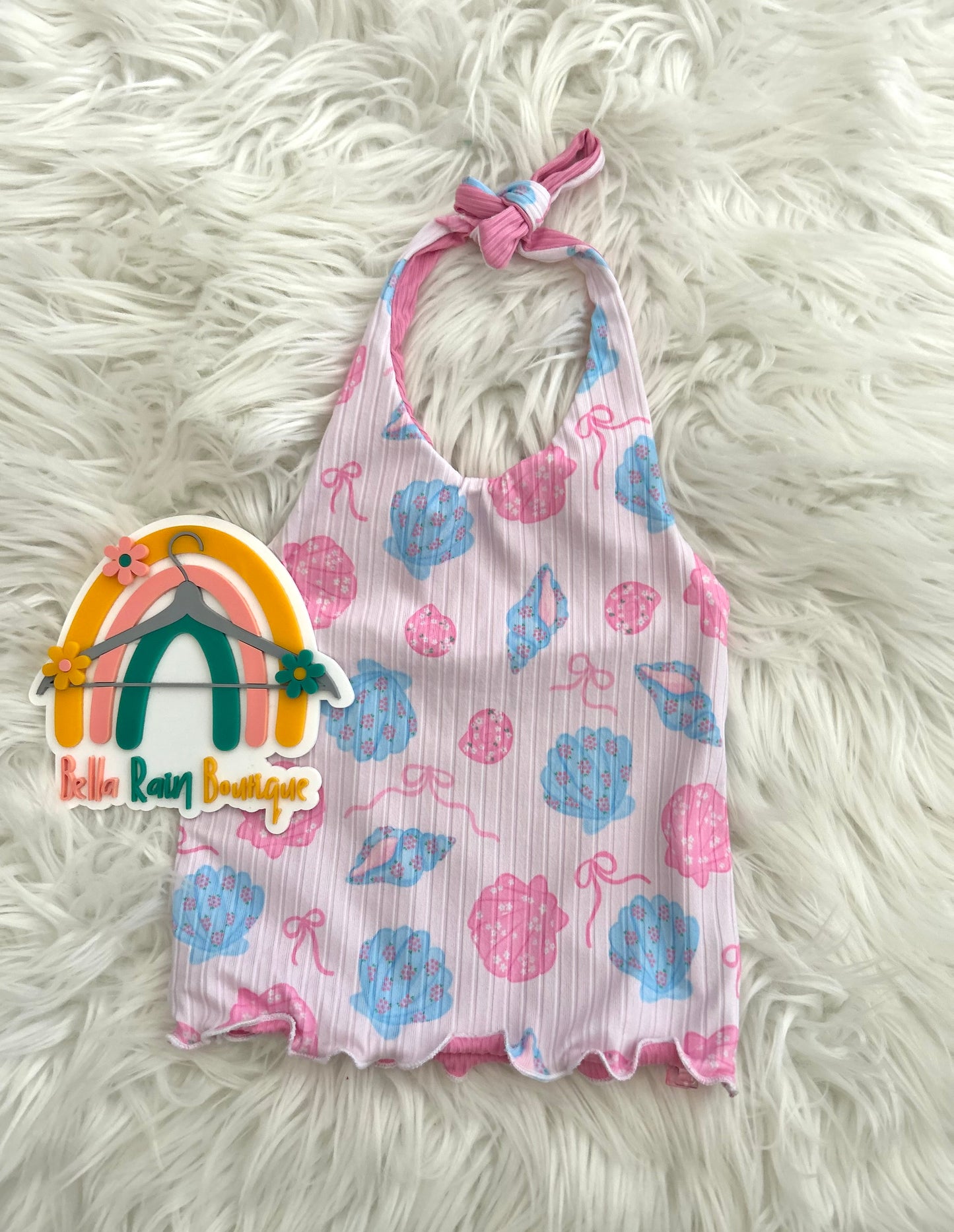 4T By The Seashore Seashell Reversible Pink Halter Top
