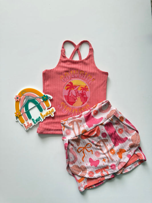 3T Cowgirl Summer Skort & Tank Set🤠