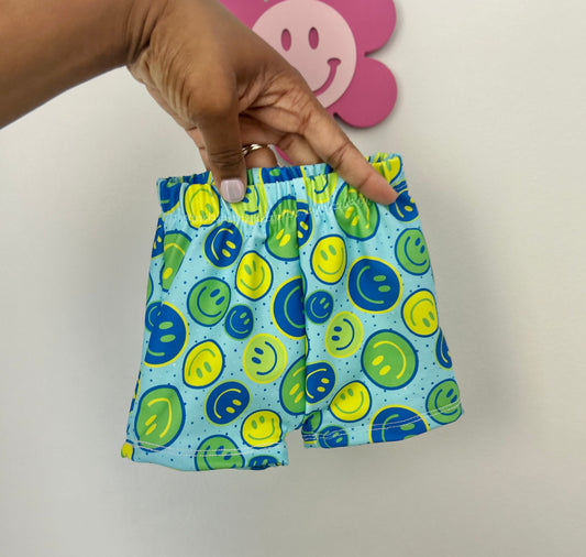 3-6M Neon Smiley Blue & Green Swim Trunks