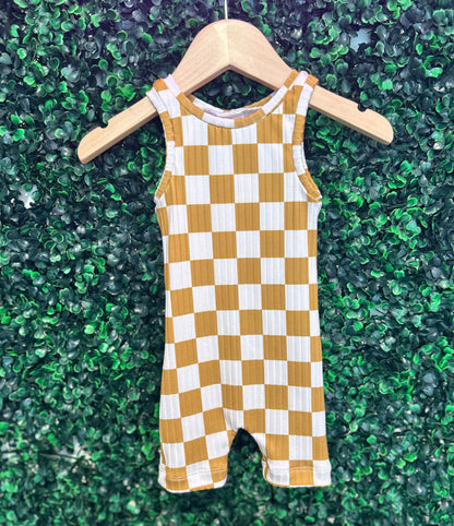 3-6M Gender Neutral Checkered Ollie Romper