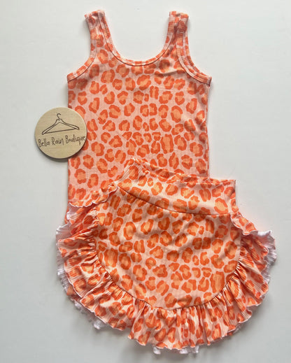 Size 6 Cheetah Ruffle Skort and Tank Set