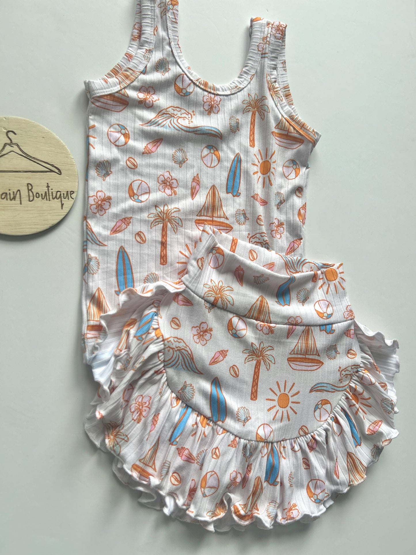 2T Coastal Cutie Ruffle Skort and Tank Set