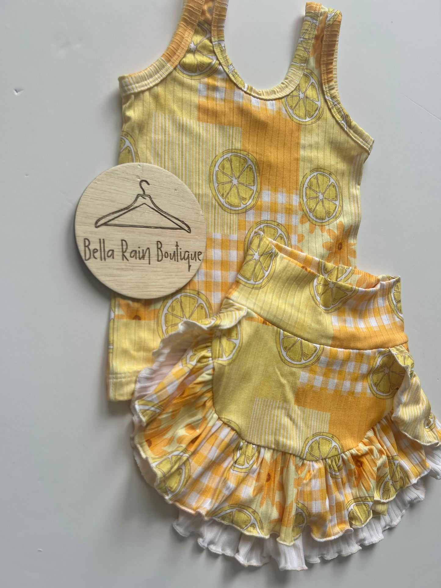 Size 10 Lemon Ruffle Skort and Tank Set