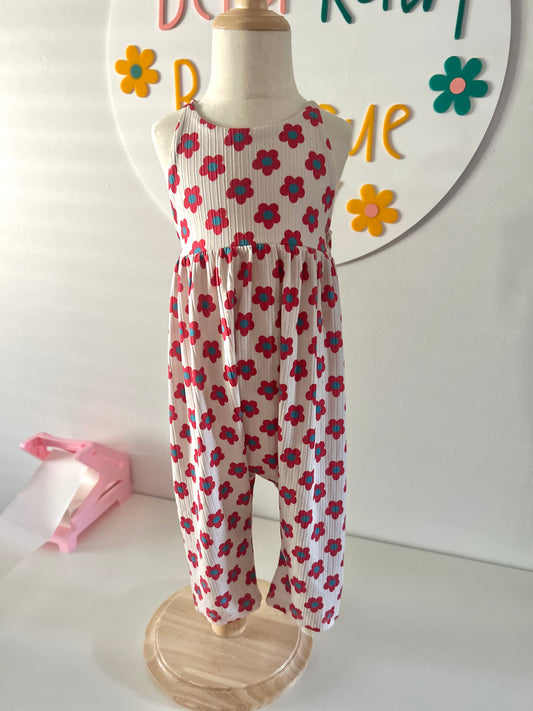 3T Fourth Of July Floral Romper