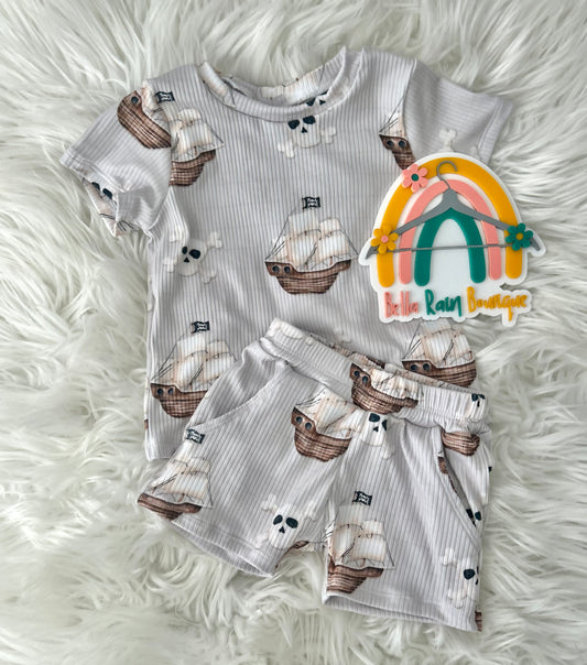 9-12M Pirate Tee & Jogger Shorts