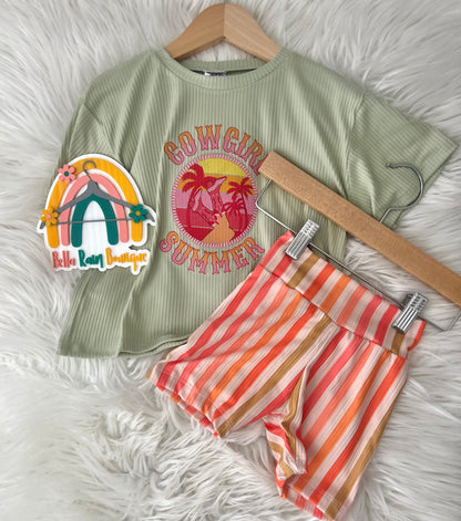 2T Cowgirl Summer Graphic Tee and Biker Shorts