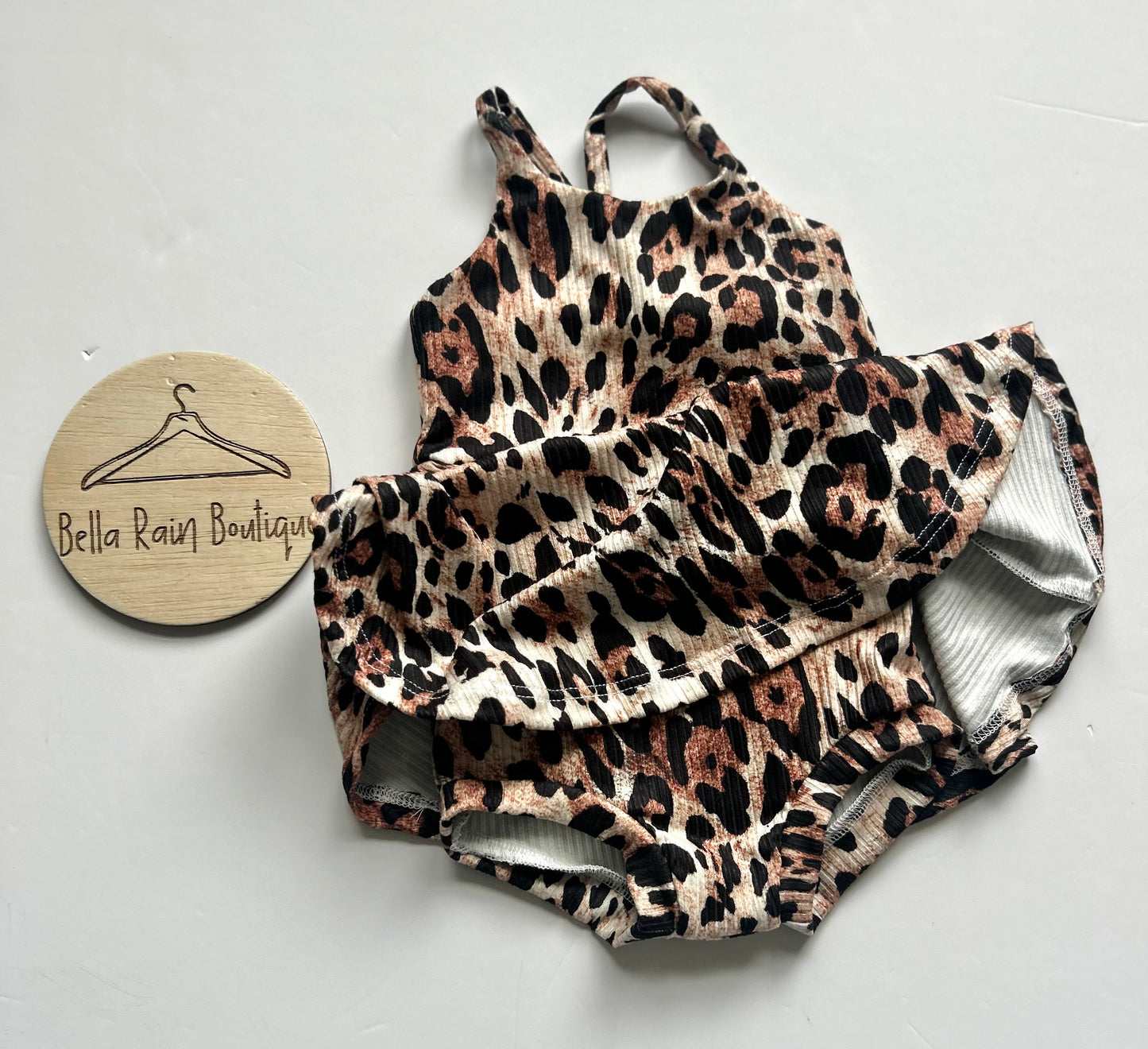 3-6M Cheetah Crossback Skirted Romper