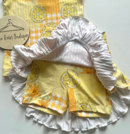 Size 10 Lemon Ruffle Skort and Tank Set