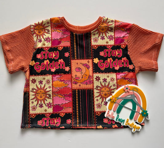 2T Stay Golden Color Block Oversized Tee