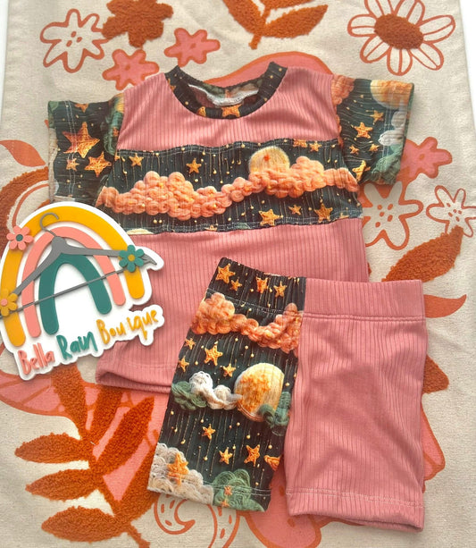 3-6M Color Block Tee and Biker Shorts Set