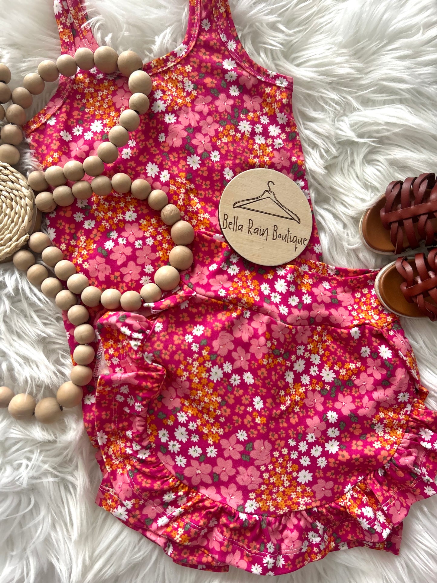 4T Pink Floral Summer Ruffle Skort Set