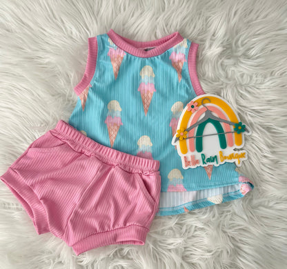18-24M Ice Cream Swing Top & Pink Pocket Shorties Set