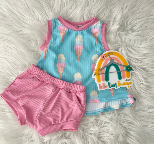 18-24M Ice Cream Swing Top & Pink Pocket Shorties Set