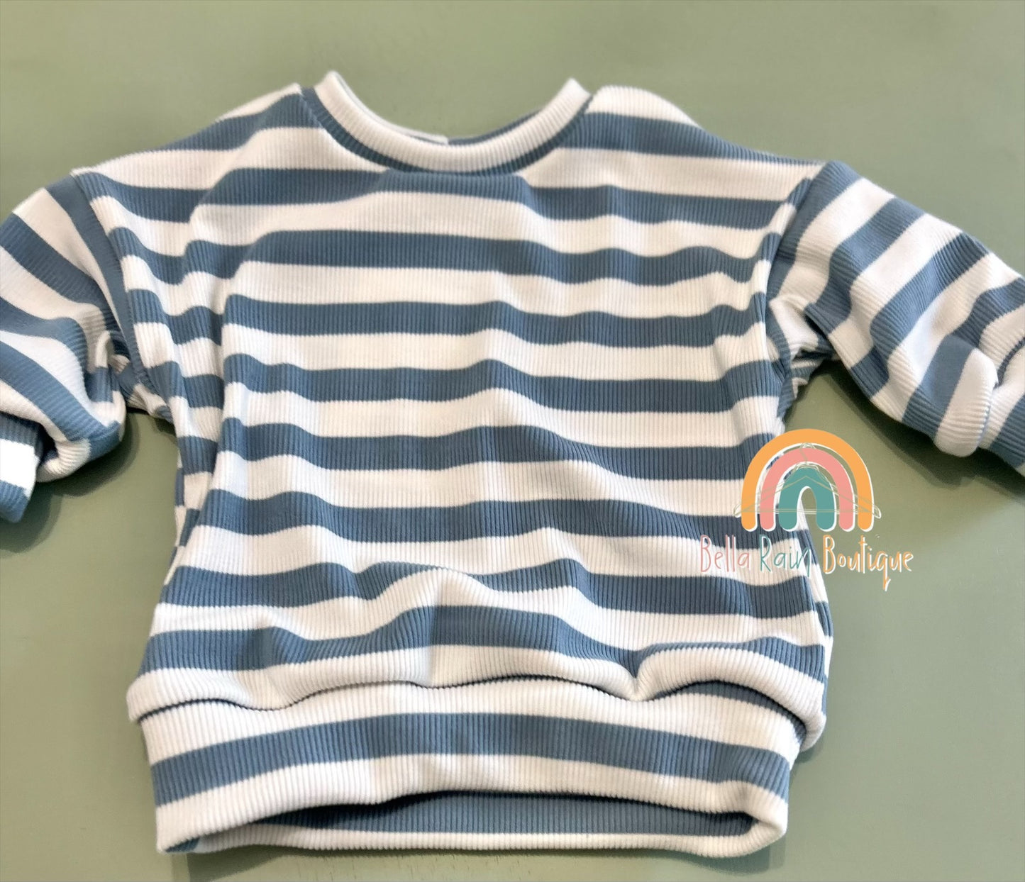 3-6M Blue Stripe Cozy Oversized Sweater
