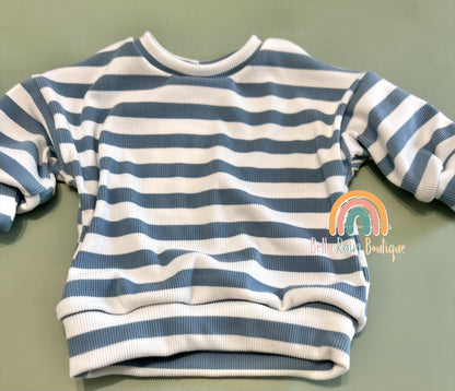 3-6M Blue Stripe Cozy Oversized Sweater