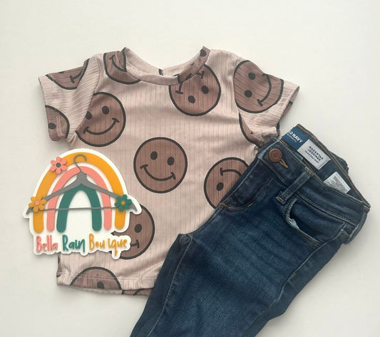 9-12M Neutral Smiley Basic Tee