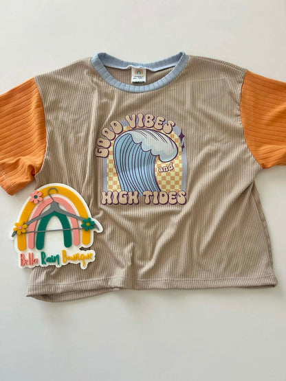 7/8 Good Vibes Oversized Graphic Tee and Jogger Shorts Set