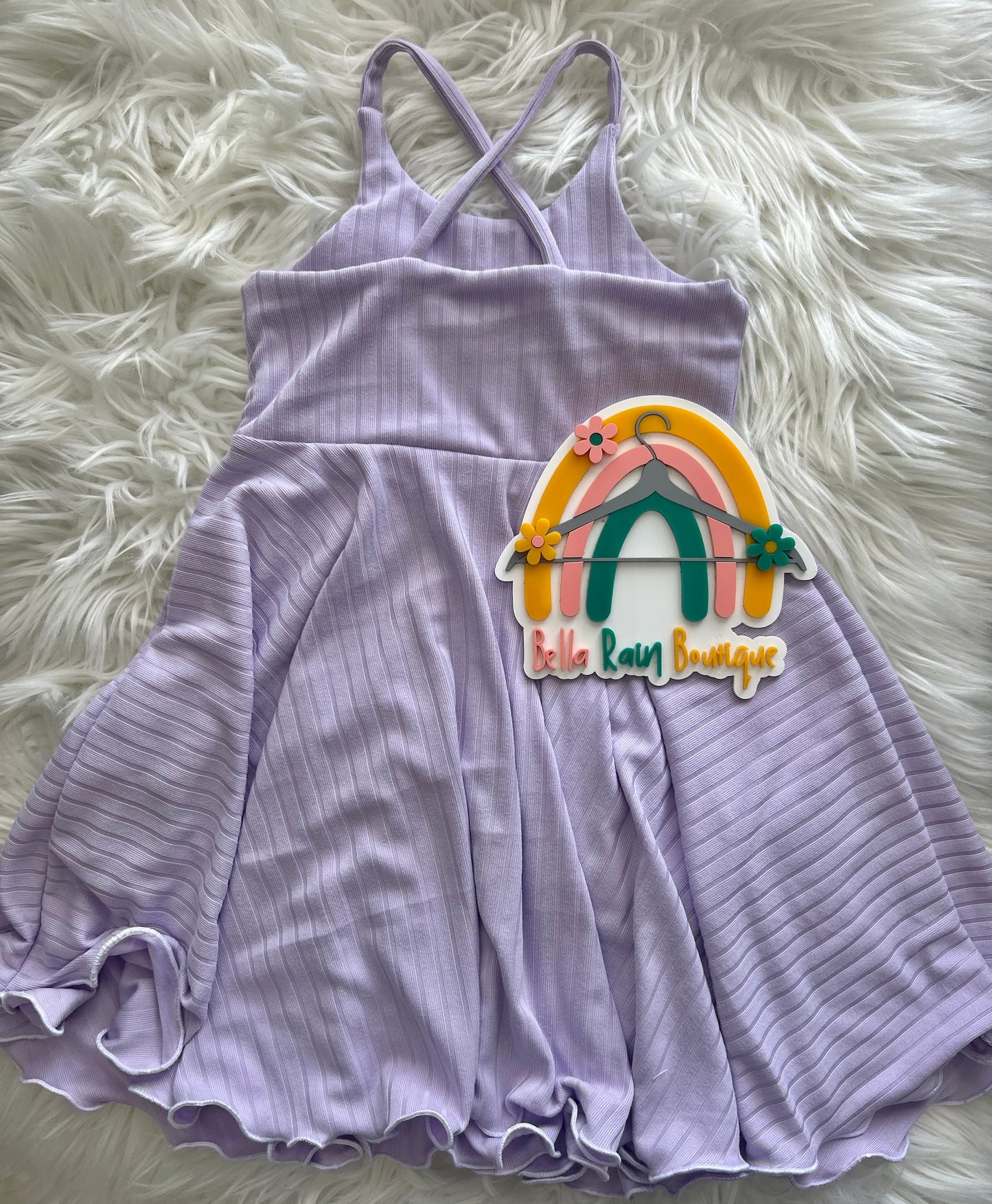 3T Solid Lavender Purple Cross Back Lettuce Hem Dress