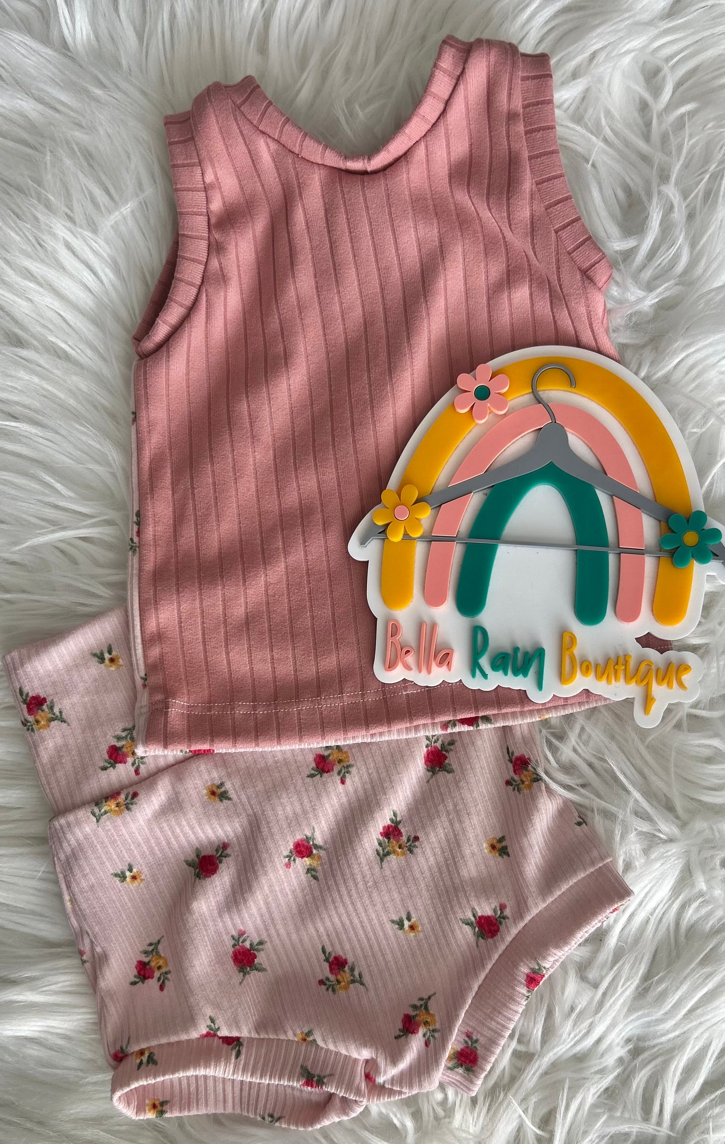 3-6M Pink Floral Tank & Bummies