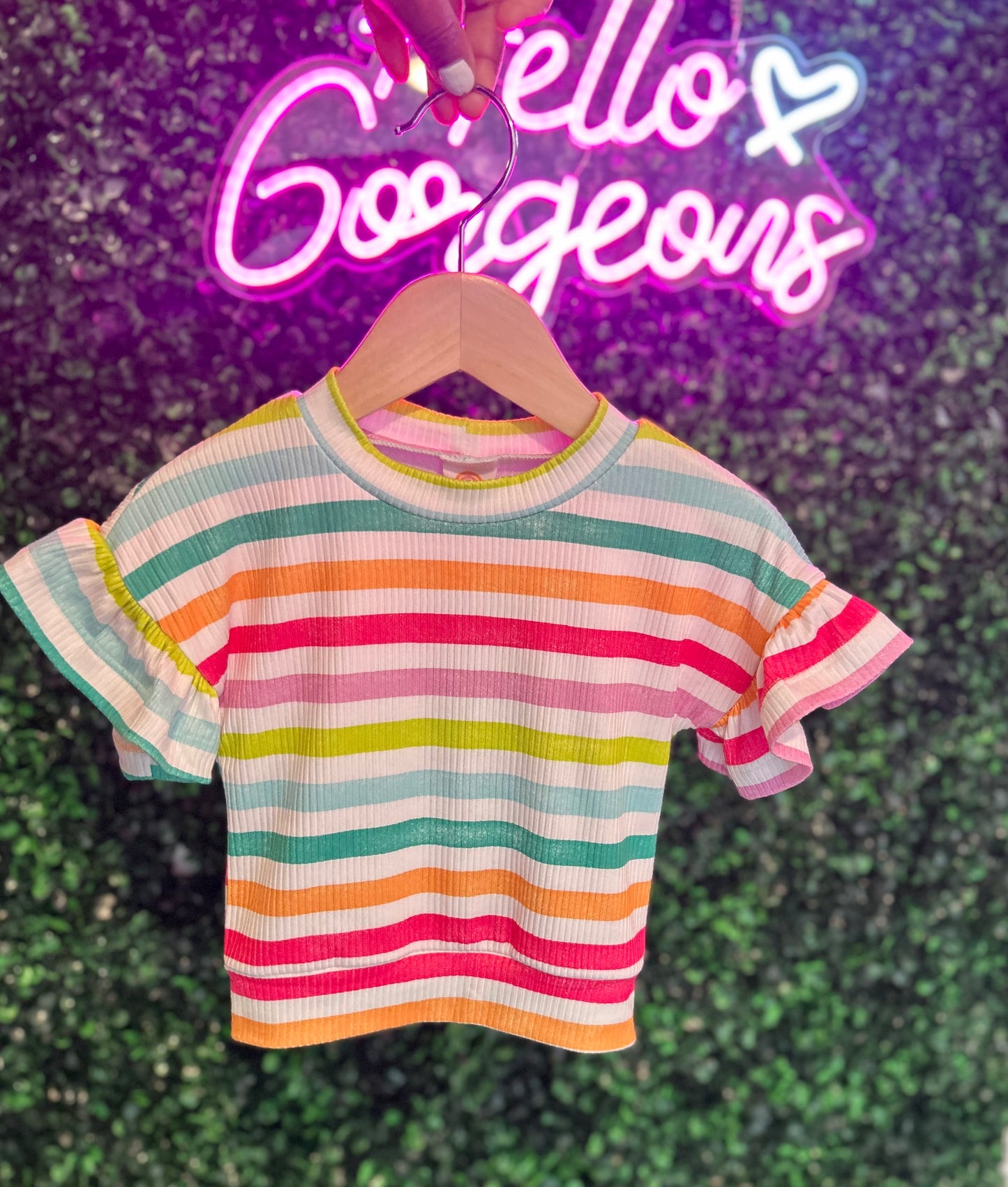 6-9M Colorful Stripe Ruffle Dolman