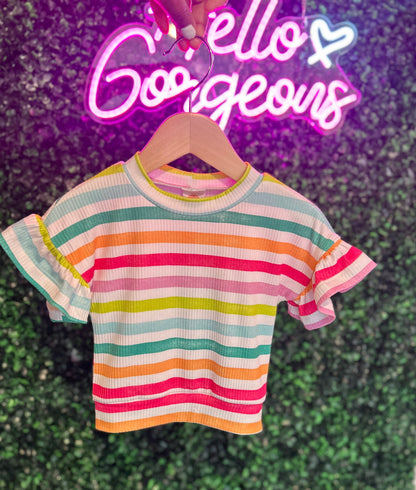 6-9M Colorful Stripe Ruffle Dolman