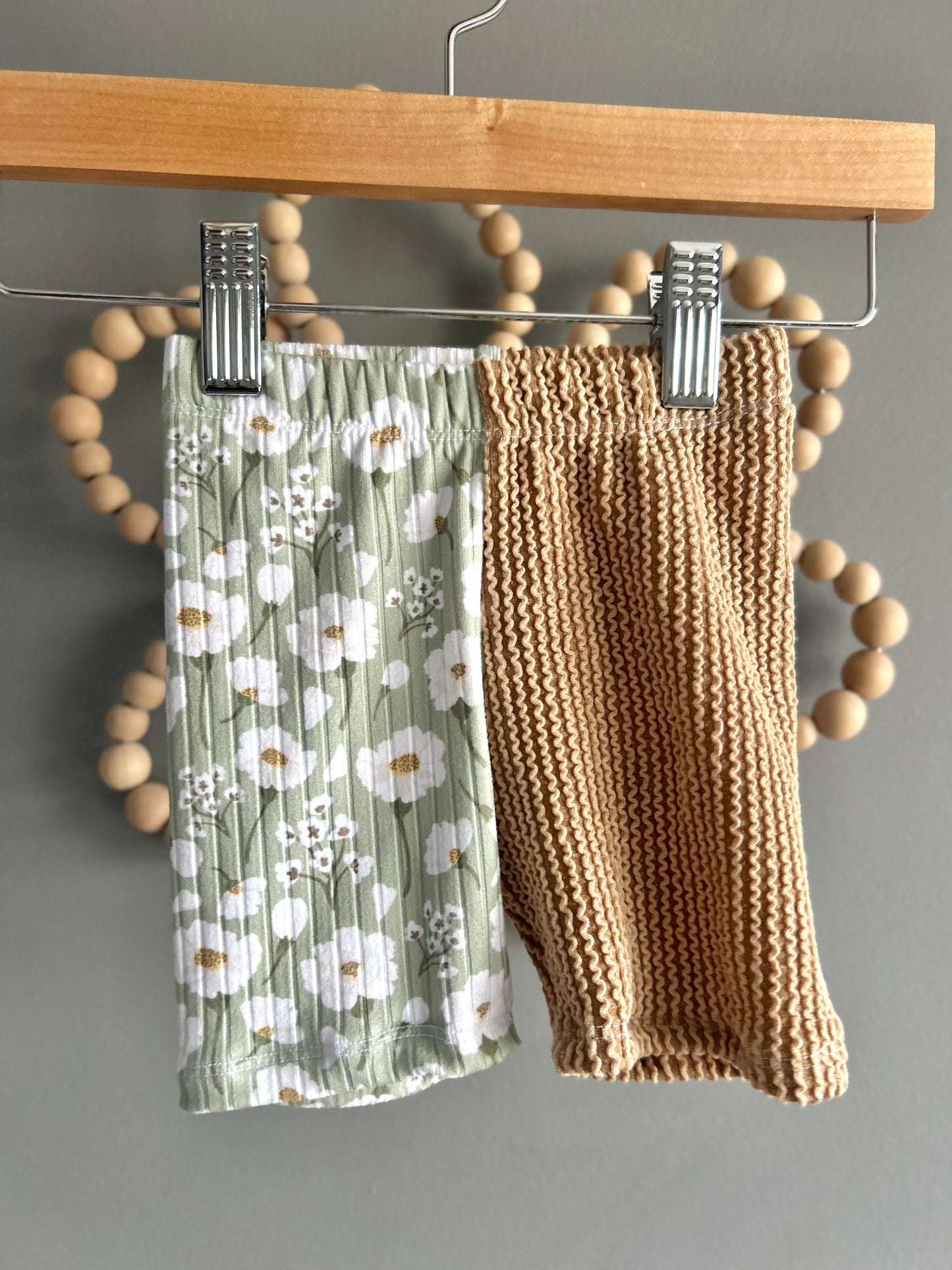 9-12M Sage Spring Floral Color-blocked Biker Shorts