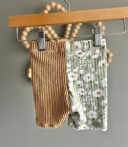 9-12M Sage Spring Floral Color-blocked Biker Shorts