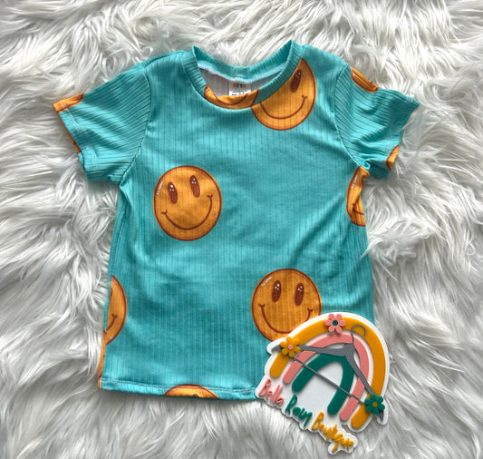 3T Gender Neutral Blue Smiley Tee