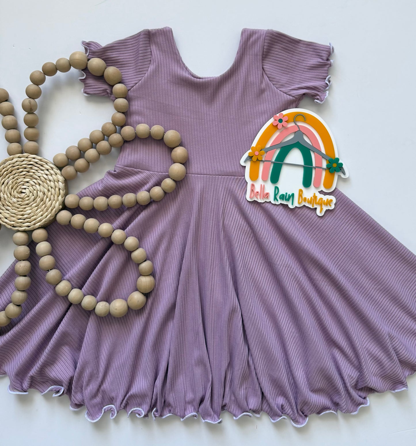 Vintage Purple Lettuce Hem Spring Twirl Dress