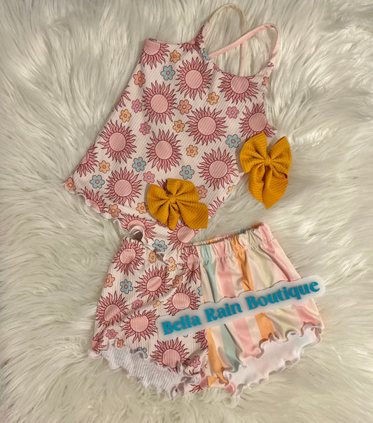 Cross back tank and shorts set