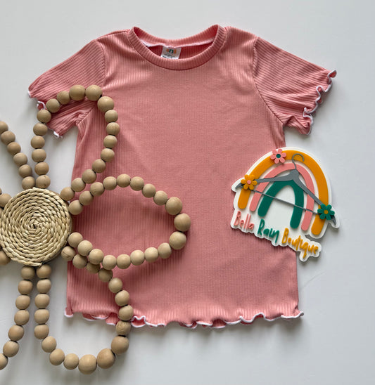 Peach Lettuce Hem Spring Tees