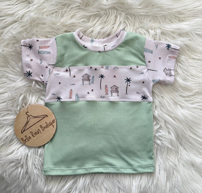 12-18M Boho Beach Gender Neutral Color Block Tee