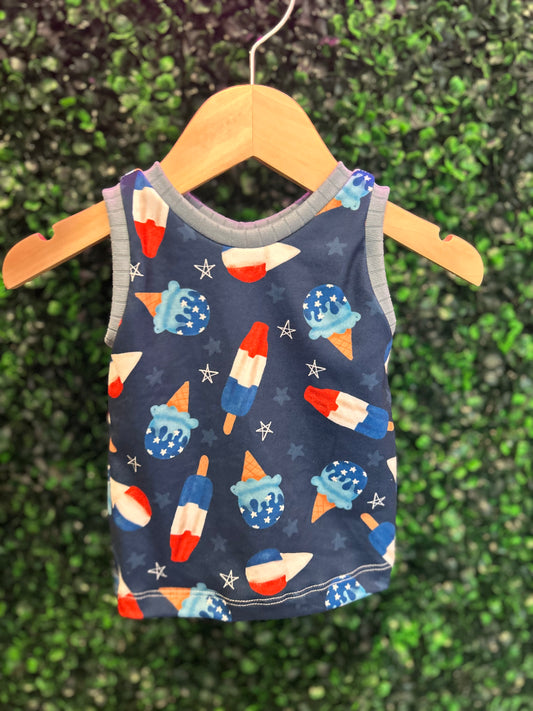 6-9M Fourth of July Gender Neutral Ice Cream Tank