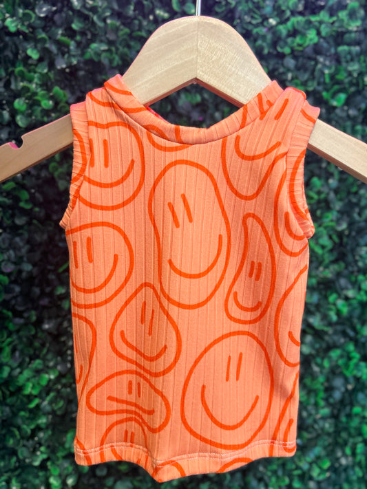 3T Summer Orange Smiley Tank