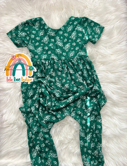 5T green floral romper