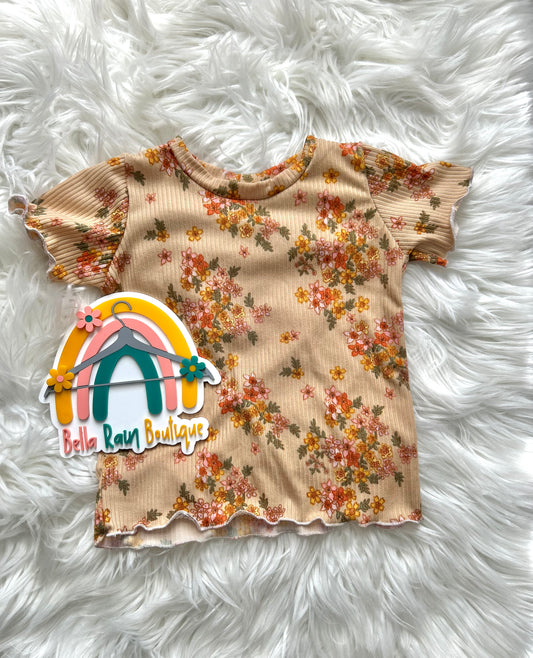 18-24M Floral lettuce hem tee