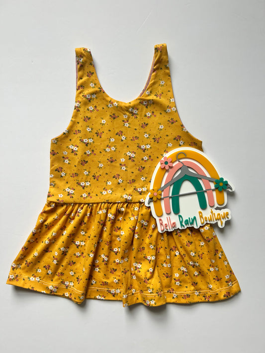 6/7 Yellow floral peplum