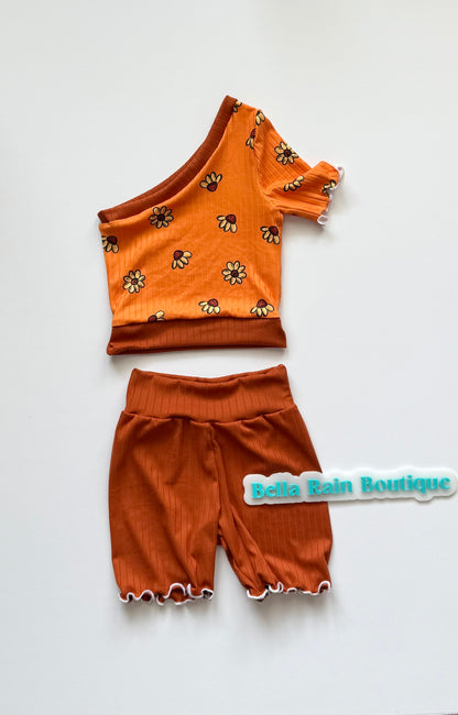 4T Orange Floral set