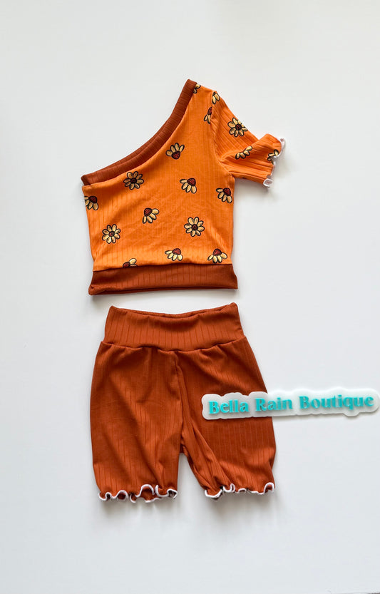 4T Orange Floral set