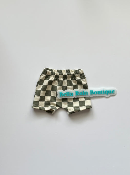 3-6M Checker organic cotton shorts