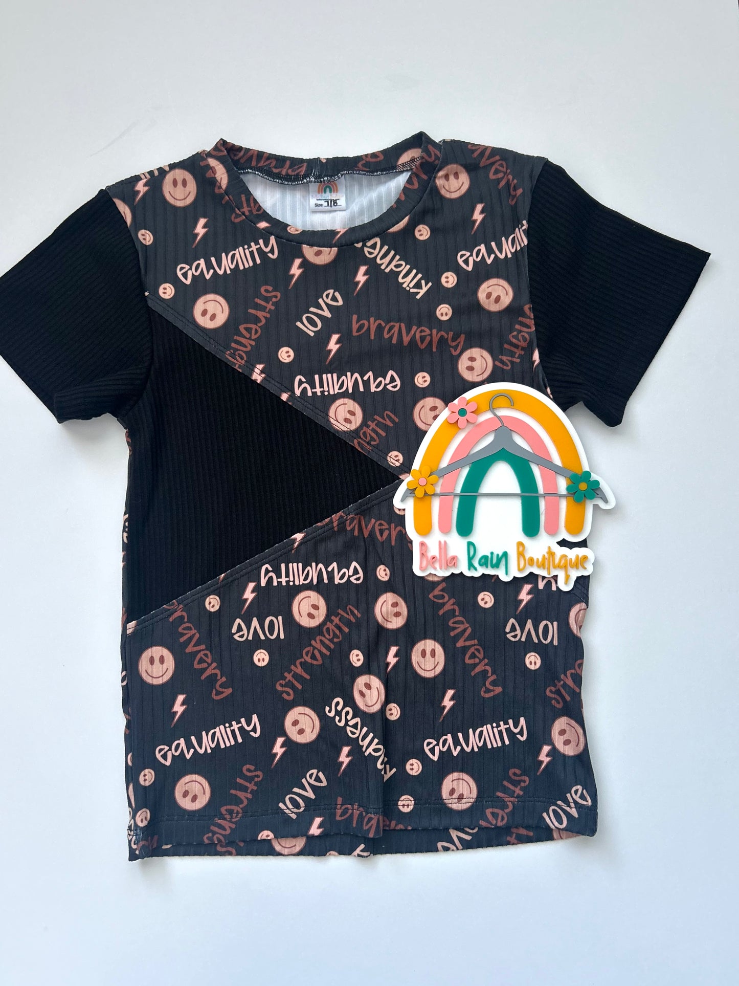 7/8 Gender Neutral Inclusive Affirmations Black History Month Colorblock Tee